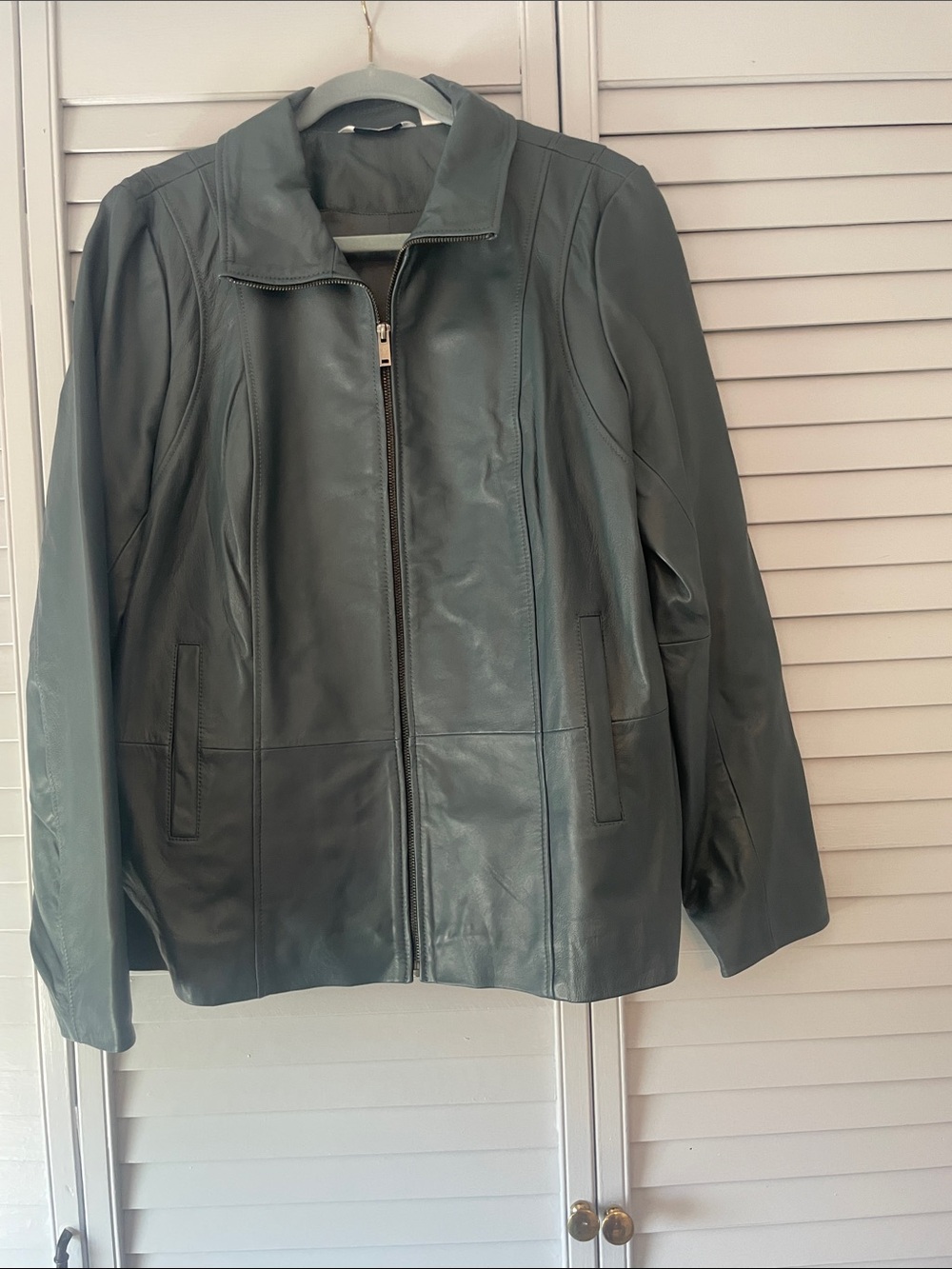 Denim&Co Dark Green Leather Jacket